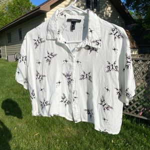 Medium Forever 21 button up crop top y2k